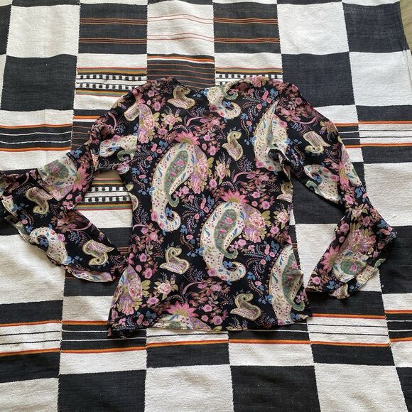 Vintage Angie 100% Rayon Hippie Boho Paisley Blouse. Festival Wear. India. S/M - Picture 12 of 14